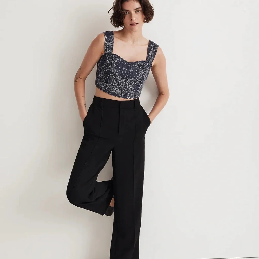 Madewell Quilted Sweetheart Crop Top Size 2 - Picture 3 of 16